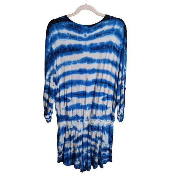 Young Fabulous & Broke V Neck Long Sleeve Tie Dye Blue Romper Size M - Picture 3 of 6